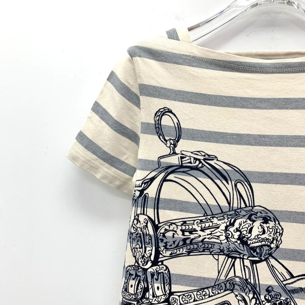 Hermes Color-Block Striped Print Cotton Crewneck … - image 3
